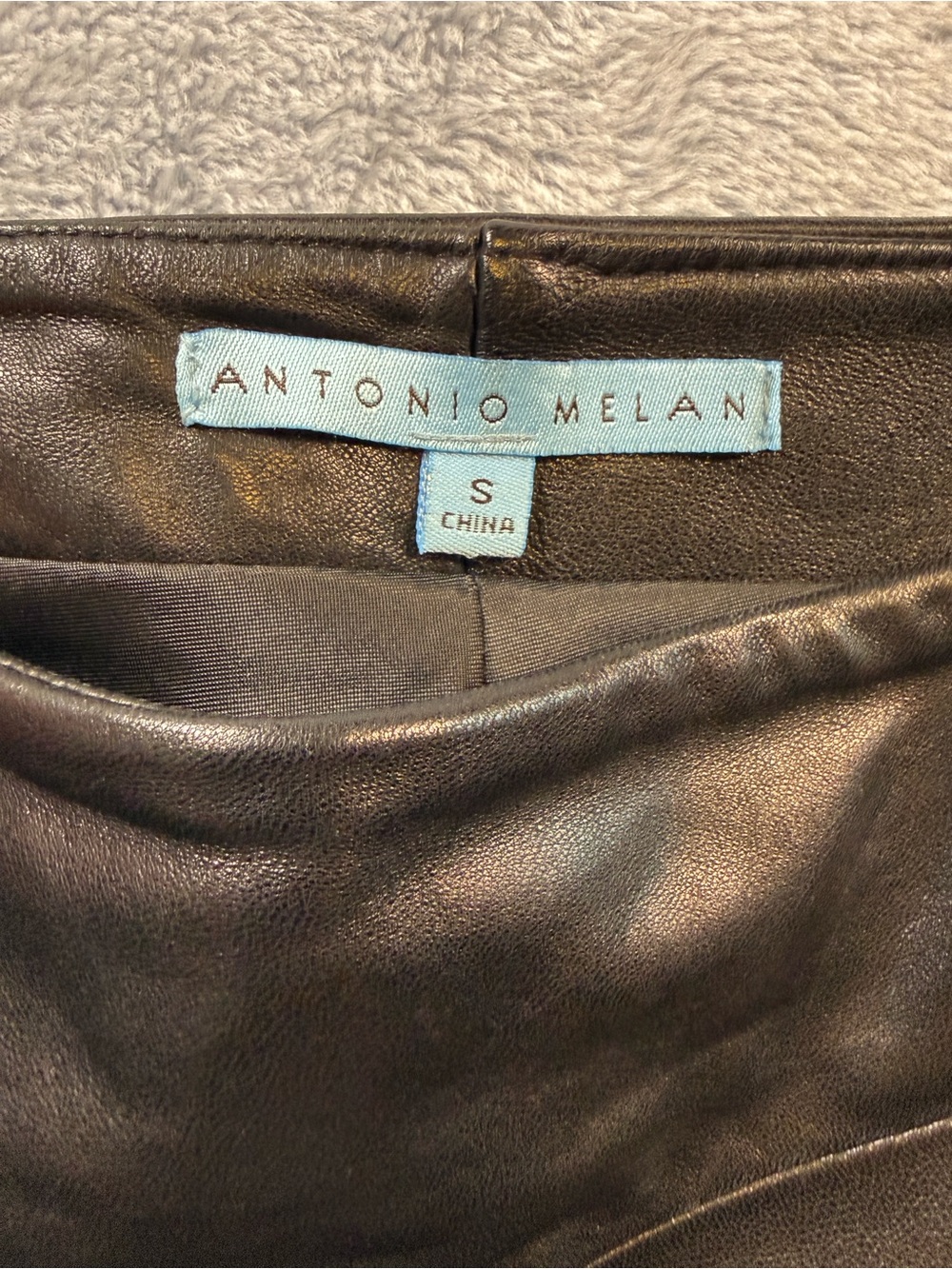 ANTONIO MELANI Black Leather Midi Skirt #3091